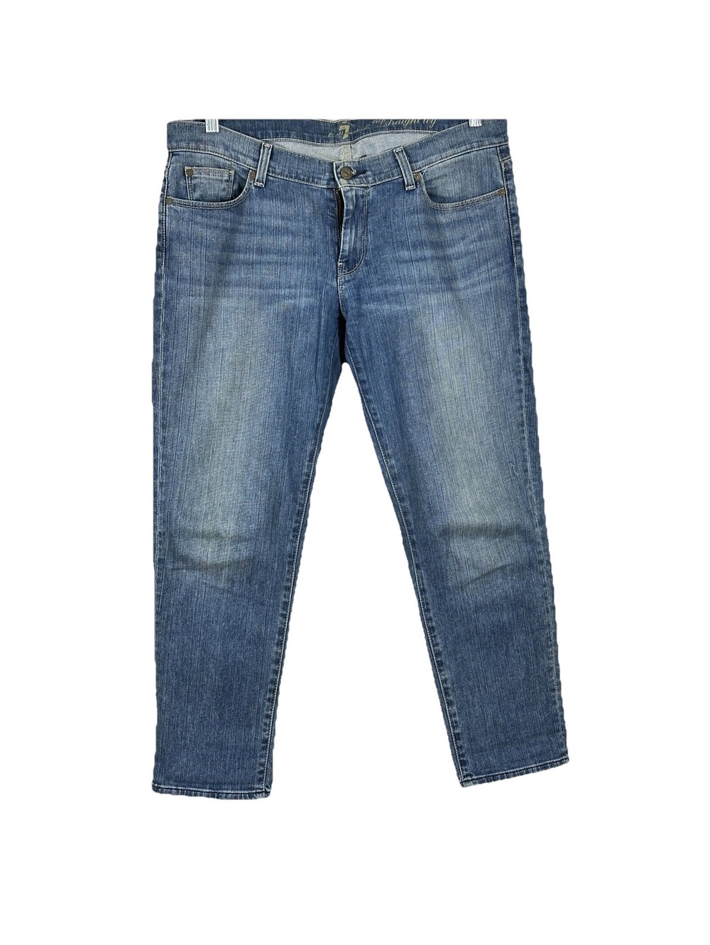7 For All Mankind Women's Size 32 Blue Denim "Crop Straight Leg" Jeans AU8029202